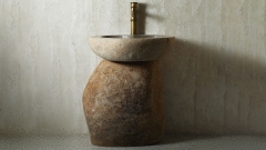 Раковина на ножке пьедестале Piedra M549 из речного камня  Beige ИНДОНЕЗИЯ 00501117549_1