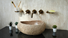 Раковина для ванной Piedra M343 из речного камня  Beige ИНДОНЕЗИЯ 00501111343_1