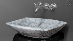 Белая раковина Ivona из натурального мрамора Bianco Carrara ИТАЛИЯ 018005111 для ванной комнаты_3