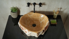 Каменная мойка Hector M240 из желтого оникса Honey Onyx ИНДИЯ 00701611240 для ванной комнаты_3
