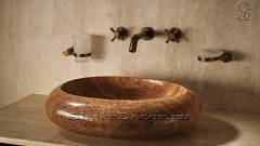 Мраморная раковина овальной формы Distrito из коричневого камня Wooden Yellow_4