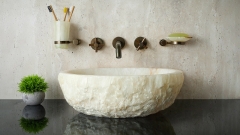 Каменная мойка Sfera из белого оникса White Honey ИНДИЯ 001428311 для ванной комнаты_1