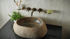 Раковина для ванной Piedra M444 из речного камня  Beige ИНДОНЕЗИЯ 00501111444_2