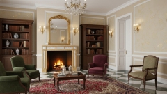 Каменный портал для облицовки камина Lale из мрамора Crema Valencia 183144401_2 Мраморный портал желтого цвета для отделки камина Lale из натурального камня Crema Valencia 183144401_2