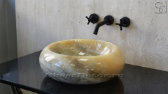 Каменная мойка Ronda M4 из желтого оникса Herbal Honey ИНДОНЕЗИЯ 003427114 для ванной комнаты_2