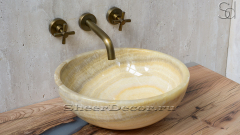 Каменная мойка Bowl M7 из желтого оникса Honey Onyx ИНДИЯ 637016117 для ванной комнаты_1