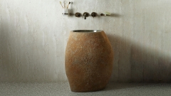 Раковина на ножке пьедестале Piedra M555 из речного камня  Gris ИНДОНЕЗИЯ 00504517555_1