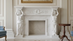 Мраморный портал для отделки камина Hepri из натурального камня Bianco Extra 343111901_3 Каменный портал белого цвета для облицовки камина Hepri из мрамора Bianco Extra 343111901_3