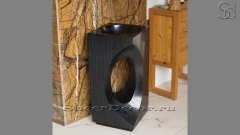 Мраморная раковина с пьедесталом квадратной формы Orson из серого камня Wooden Black_7