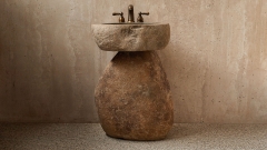 Раковина на ножке пьедестале Piedra M324 из речного камня  Beige ИНДОНЕЗИЯ 00501117324_1