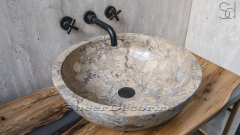 Мраморная раковина Bowl из бежевого камня Emperador Light ИСПАНИЯ 637061111 для ванной комнаты_1