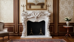 Каменный портал для облицовки камина Imma из мрамора Bianco Extra 364111901_1 Мраморный портал белого цвета для отделки камина Imma из натурального камня Bianco Extra 364111901_1