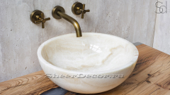Каменная мойка Bowl M7 из бежевого оникса Creame Honey ИНДОНЕЗИЯ 637966117 для ванной комнаты_1