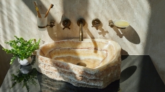 Каменная мойка Hector M208 из желтого оникса Honey Onyx ИНДИЯ 00701611208 для ванной комнаты_3