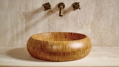 Накладная раковина чаша для ванной Ronda из бамбука Golden Bamboo матовая_4