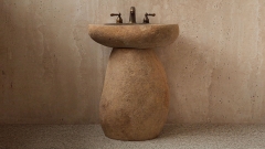 Раковина на ножке пьедестале Piedra M326 из речного камня  Beige ИНДОНЕЗИЯ 00501117326_1