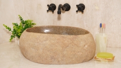 Мойка в ванную Piedra M590 из речного камня  Beige ИНДОНЕЗИЯ 00501111590_1