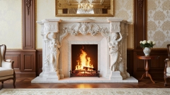 Мраморный портал для отделки камина Jeppl из натурального камня Bianco Extra 410111901_2 Каменный портал белого цвета для облицовки камина Jeppl из мрамора Bianco Extra 410111901_2