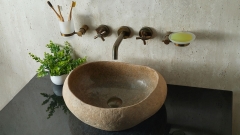 Раковина для ванной Piedra M429 из речного камня  Beige ИНДОНЕЗИЯ 00501111429_2