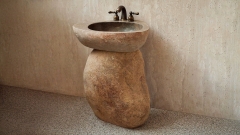 Раковина на ножке пьедестале Piedra M328 из речного камня  Beige ИНДОНЕЗИЯ 00501117328_1