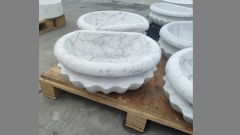 Каменная курна нестандартной формы Damla Petalo из белого мрамора Bianco Carrara ИТАЛИЯ 162005124_1