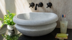Каменная курна нестандартной формы Damla Petalo из белого мрамора Bianco Carrara ИТАЛИЯ 162005124_2