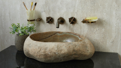 Раковина для ванной Piedra M430 из речного камня  Gris ИНДОНЕЗИЯ 00504511430_2