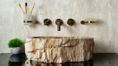 Каменная мойка Hector M170 из окаменелого дерева Petrified Beigewood ИНДОНЕЗИЯ 00790211170 для ванной_1