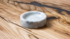 Мыльница на столешницу в ванную Disc из натурального камня мрамора Bianco Carrara_1