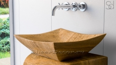 Мраморная раковина прямоугольной формы Reve из коричневого камня Wooden Yellow_1
