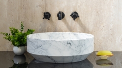 Мраморная раковина Kale M27 из белого камня Bianco Carrara ИТАЛИЯ 0190051127 для ванной комнаты_2