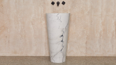 Мраморная раковина с пьедесталом Alana M11 из белого камня Clouds ИСПАНИЯ 0410101711 для  комнаты_1