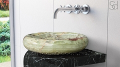 Каменная раковина круглой формы Ronda из зеленого камня Green Onyx_1
