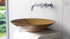 Мраморная раковина круглой формы Flo из коричневого камня Wooden Yellow_1