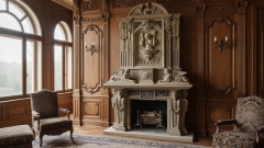 Каменный портал для облицовки камина Kruz из травертина Romano Antico 466131901_2 Декоративный портал бежевого цвета для облицовки камина Kruz из камня травертина Romano Antico 466131901_2