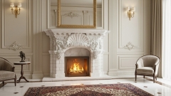 Мраморный портал для отделки камина Lana из натурального камня Bianco Extra 473111901_2 Каменный портал белого цвета для облицовки камина Lana из мрамора Bianco Extra 473111901_2