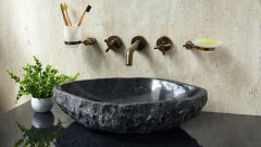 Черная раковина Balena из натурального мрамора Grey Marquina ИТАЛИЯ 373040111 для ванной комнаты_1