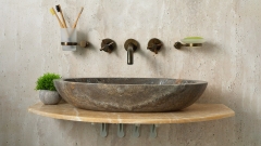 Накладная раковина для ванной Anna из травертина Silver travertine матовая_1