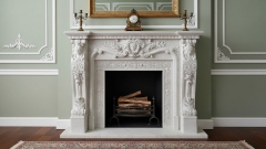 Каменный портал для облицовки камина Lore из мрамора Bianco Extra 495111901_3 Мраморный портал белого цвета для отделки камина Lore из натурального камня Bianco Extra 495111901_3