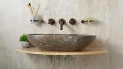 Накладная раковина для ванной Cioto из травертина Silver travertine матовая_1