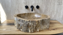 Каменная раковина природной формы Hector P21 из бежевого дерева Petrified Beigewood_1