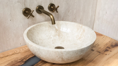 Мраморная раковина Bowl M13 из бежевого камня Biscuit Stone ИНДОНЕЗИЯ 6373751113 для ванной комнаты_4