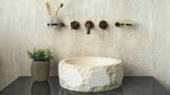 Мраморная раковина Kale M2 из бежевого камня Galala Beige ИНДОНЕЗИЯ 019094312 для ванной комнаты_1