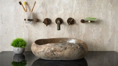 Раковина для ванной Piedra M484 из речного камня  Gris ИНДОНЕЗИЯ 00504511484_1