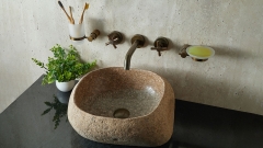 Раковина для ванной Piedra M445 из речного камня  Beige ИНДОНЕЗИЯ 00501111445_2