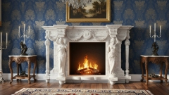 Каменный портал для облицовки камина Miko из мрамора Bianco Extra 538111901_3 Мраморный портал белого цвета для отделки камина Miko из натурального камня Bianco Extra 538111901_3