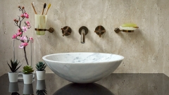 Мраморная раковина круглой формы Sfera из белого камня Bianco Carrara_5