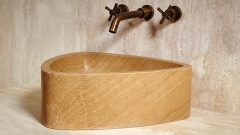 Мраморная раковина нестандартной формы Revia из коричневого камня Wooden Yellow_1