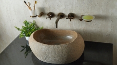 Раковина для ванной Piedra M447 из речного камня  Beige ИНДОНЕЗИЯ 00501111447_2