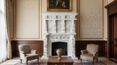 Каменный портал для облицовки камина Neru из мрамора Bianco Extra 568111901_2 Мраморный портал белого цвета для отделки камина Neru из натурального камня Bianco Extra 568111901_2